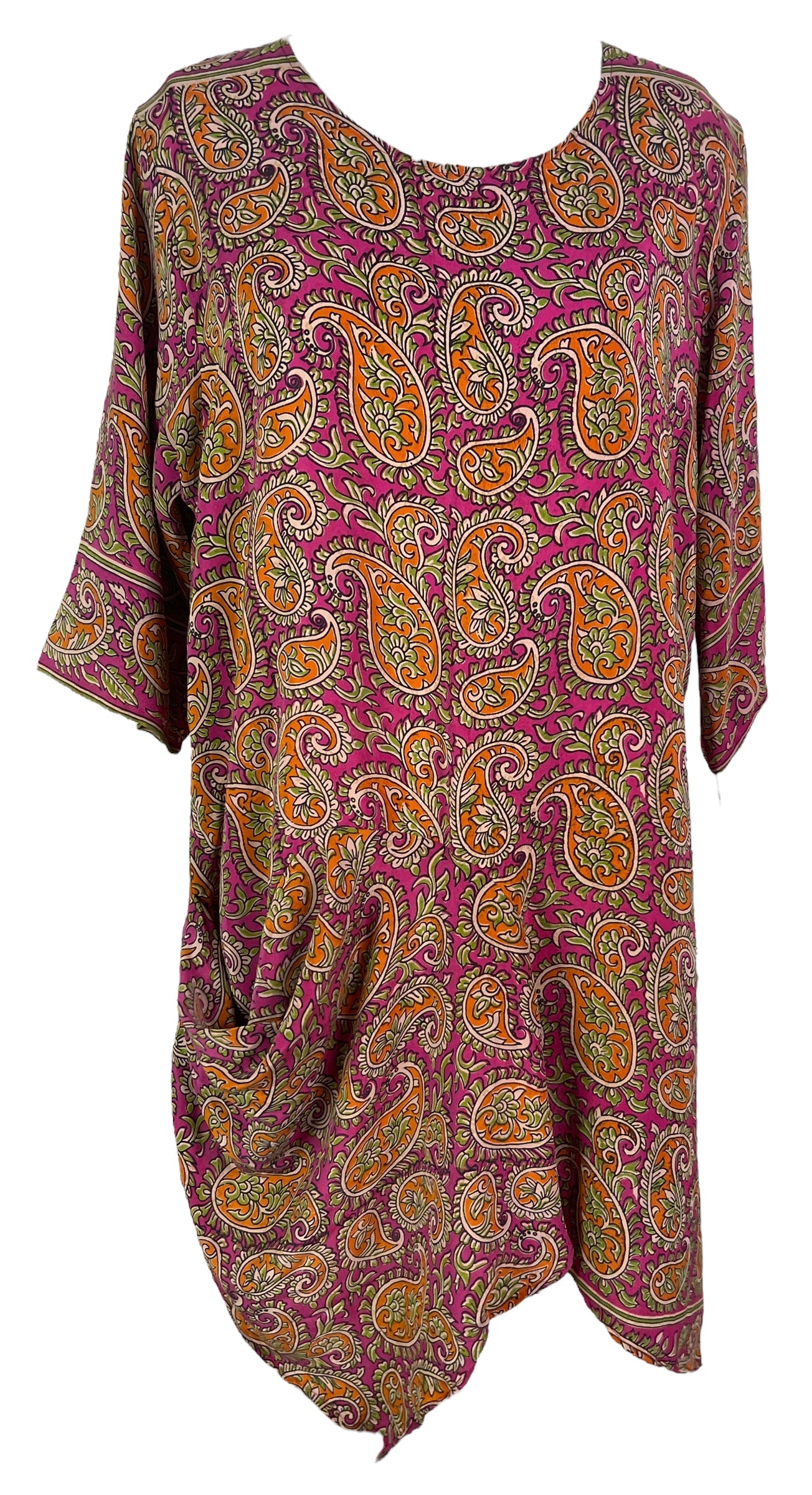 PRC6543 Avatar Pure Silk Self Pocket Tunic Dress