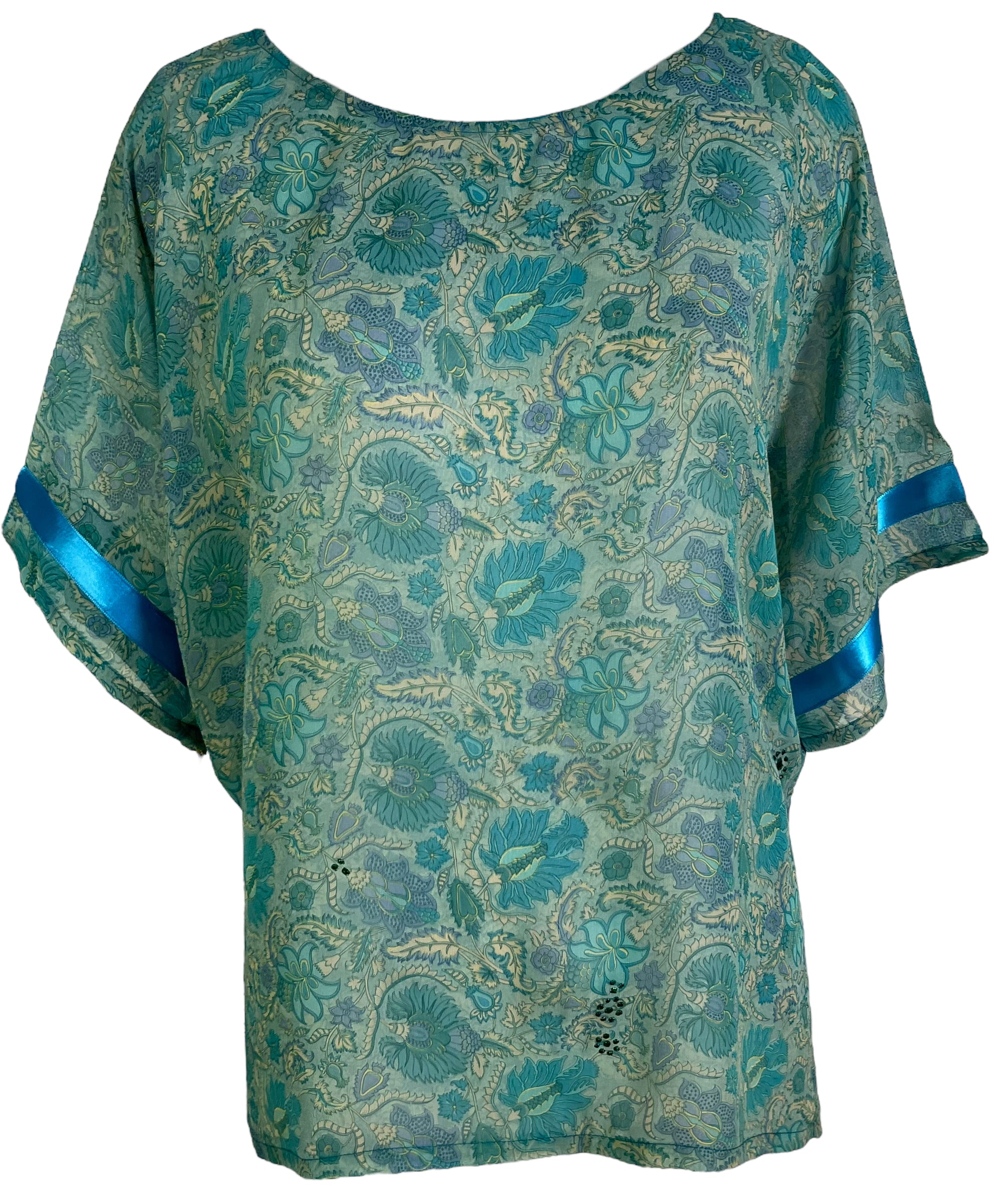 PRG6320 Sheer Avatar Pure Silk Side Slit Top