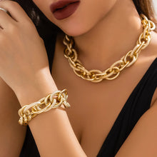Load image into Gallery viewer, Bold Chunky Woven Dual Chain Jewelry Set for Women – Hypoallergenic Necklace and Bracelet Set, Statement Accessory
