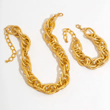 Load image into Gallery viewer, Bold Chunky Woven Dual Chain Jewelry Set for Women – Hypoallergenic Necklace and Bracelet Set, Statement Accessory
