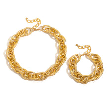Load image into Gallery viewer, Bold Chunky Woven Dual Chain Jewelry Set for Women – Hypoallergenic Necklace and Bracelet Set, Statement Accessory
