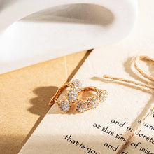 Load image into Gallery viewer, Bold Triple Layer Rose Gold Earrings with Diamond Accents – Elegant Statement Jewelry
