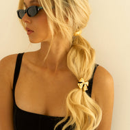 Bow Pony Cuff with Golden Bow – Waterproof and Hypoallergenic Hair Tie
