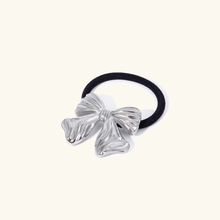 Load image into Gallery viewer, Bow Pony Cuff with Golden Bow – Waterproof and Hypoallergenic Hair Tie
