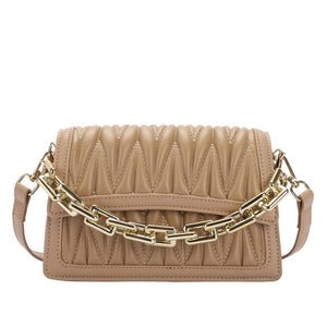 Ruched Chain Strap Handbag