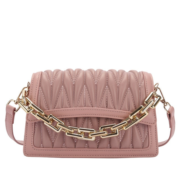 Ruched Chain Strap Handbag