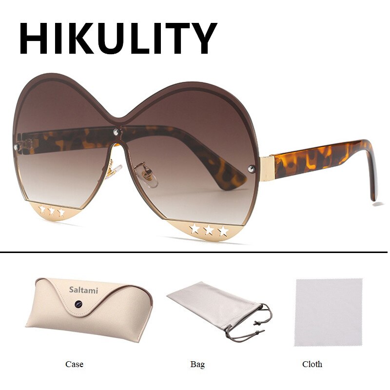 Gradual Color Runway Sunglasses Female Fashion Hollowed Out Five-Star Metal Trend Sunglasses