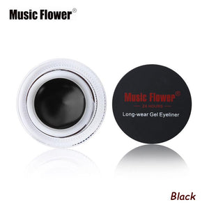 Music Flower Brand Black Waterproof Eyeliner Gel Makeup Cosmetic Gel Eye Liner With Brush 24 Hours Long-lasting