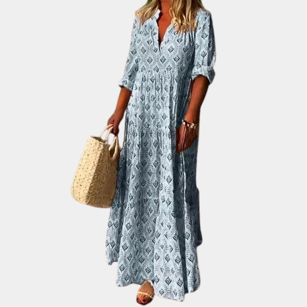 Women's Maxi Dress Gray Cotton
