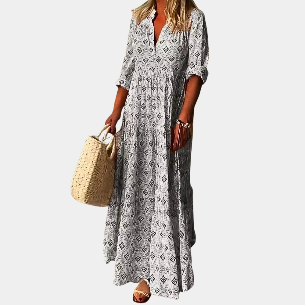 Women's Maxi Dress Gray Cotton