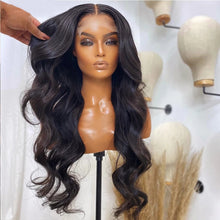 Load image into Gallery viewer, Brown Black Deep Wave Long Hair With Bangs Synthetic Wigs For Women Christmas Heat Resistant Thick Wig Gift
