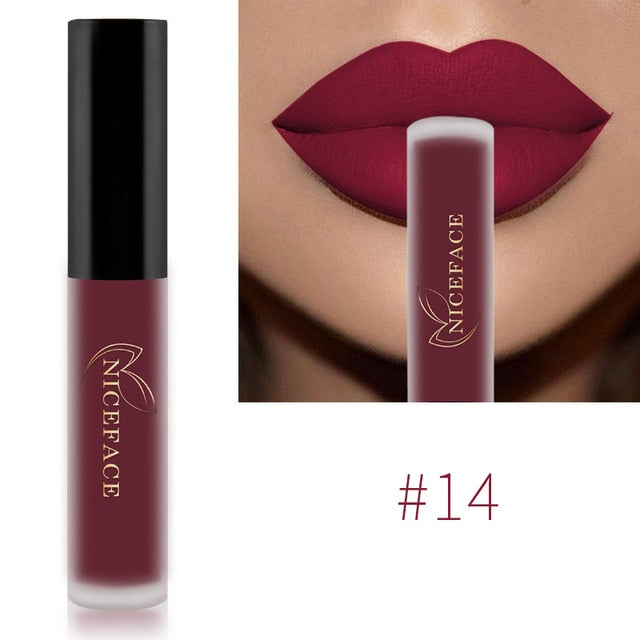 NICEFACE Lip Gloss 26 Colors Nude Matte Liquid Lipstick Mate Waterproof Long Lasting Moisturizing Lipgloss Lip Makeup Cosmetics