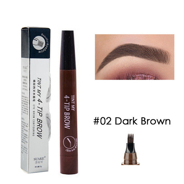 Eyebrow Tint 4 Tip Liquid Brow 5 Colors Pen Makeup Paint Eyebrow Liner Pen Cosmetics Waterproof Tool Microblade