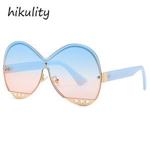 Gradual Color Runway Sunglasses Female Fashion Hollowed Out Five-Star Metal Trend Sunglasses