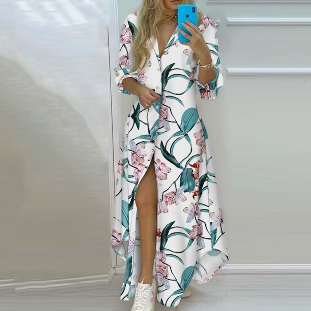 Women's Long Dress Green Rayon Blend