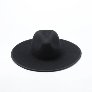 Double-layer color matching woolen large brim top hat for women's fashion show design, shopping big brim hat