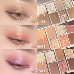 7 Color Eyeshadow Palette Red Wine Glitter Pearly Lasting Acrylic Eyeshadow Palette Korean Eyes Makeup Palette Beauty Makeup