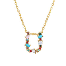 Load image into Gallery viewer, 26 Letters alphabet necklace personality simple inlaid color diamond zircon pendant
