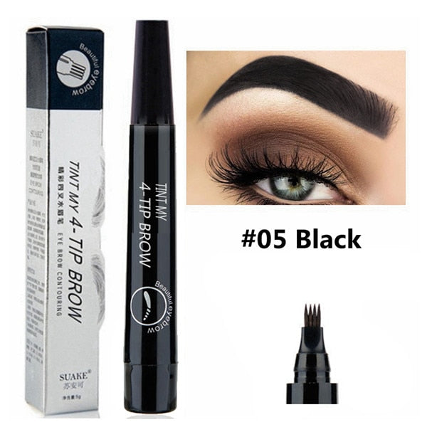 TINT MY 4-TIP BROW Liquid Eyebrow Pencil Waterproof Microblading Fork Tip Fine Sketch Eye Brow Tattoo Tint Pen Korean Cosmetics