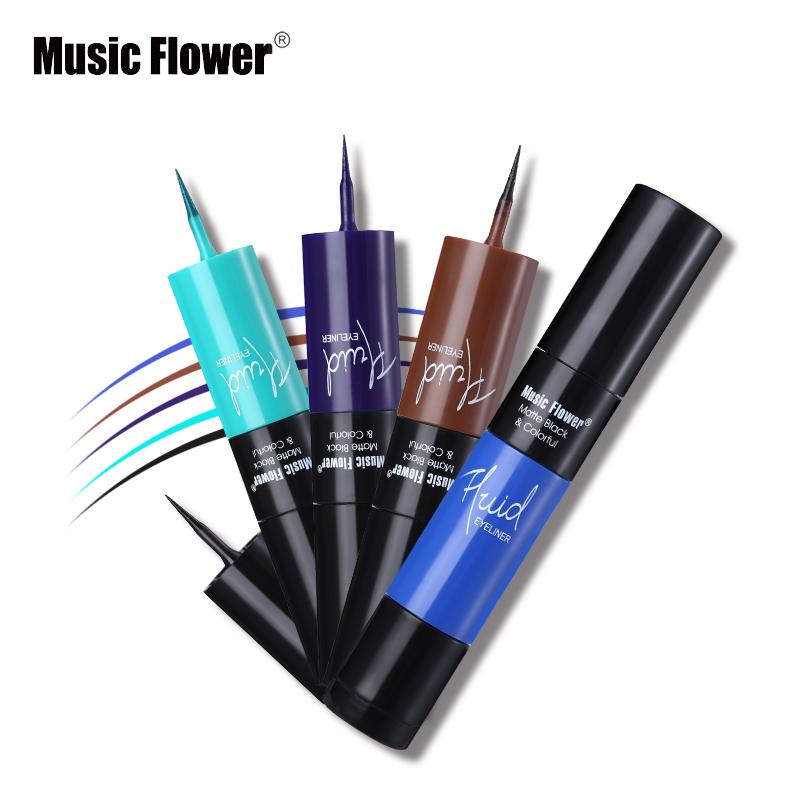 Music Flower Matte Black & Colorful 2 In 1 Waterproof Liquid Eyeliner Pen Makeup Fast Dry Smooth Long Lasting Charm Eyes Liner