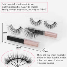 Load image into Gallery viewer, 3D Mink Magnetic Eyelashes Waterproof Lasting Magnetic Eyeliner Magnet Mink Eyelashes Makeup Extension False Eyelashes
