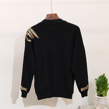 Load image into Gallery viewer, Autumn Winter Knitted Women Tracksuit Sequins Beading Phoenix Long Sleeve Loose Sweater + Casual Pants Two Piece Set D1281

