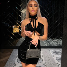Load image into Gallery viewer, Spring New Women's Fashion Sexy Hollow Tie Neck Slim Wrap Hip Dress
