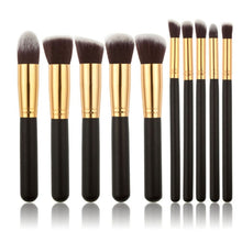 Load image into Gallery viewer, 10 Pcs Silver/Golden Makeup Brushes Set.
