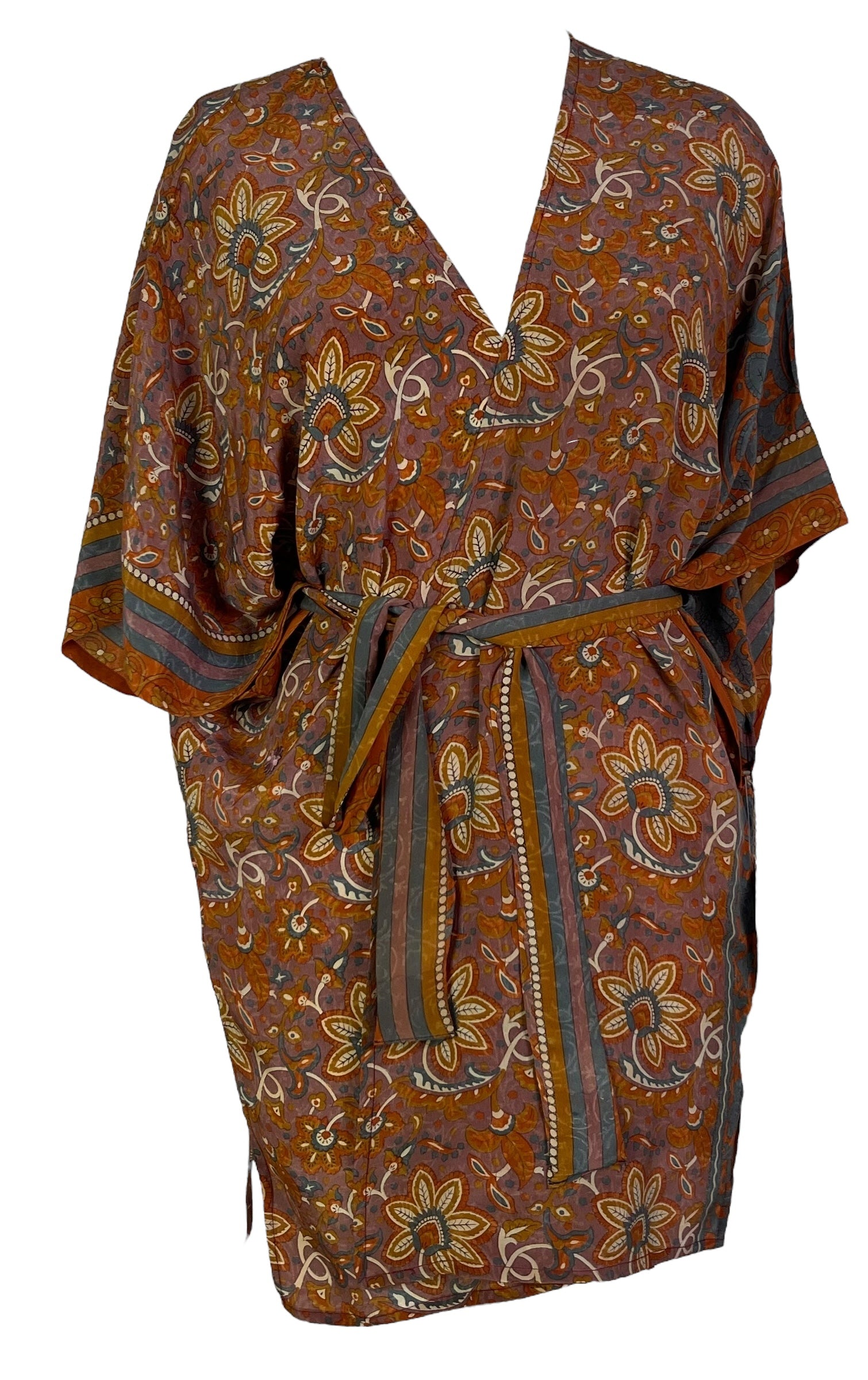 SOLD  PRC6907 Avatar Pure Silk Kimono-Sleeved Jacket with Belt