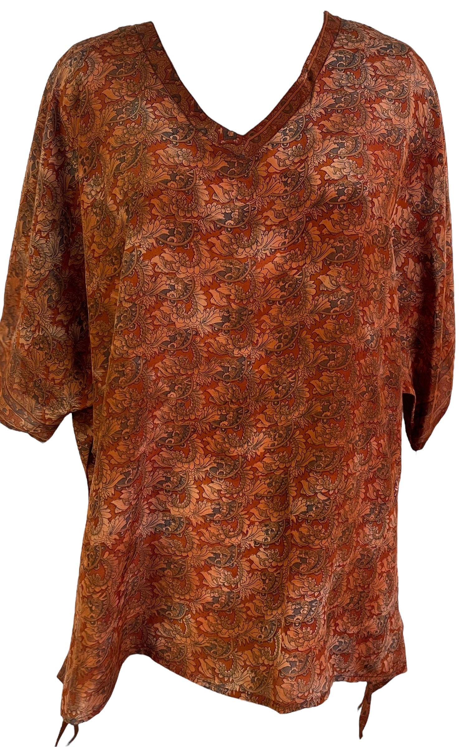 PRC7158 Avatar Pure Silk Long Tunic with Side Ties