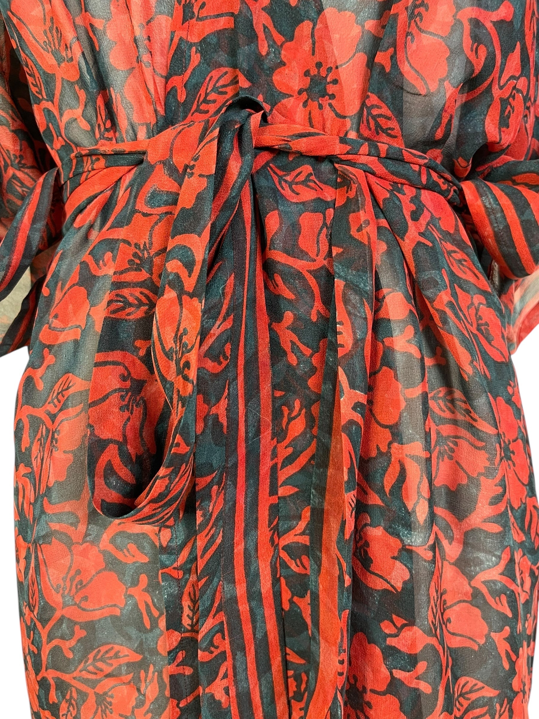 PRG6895 Sheer Avatar Pure Silk Kimono-Sleeved Jacket with Belt