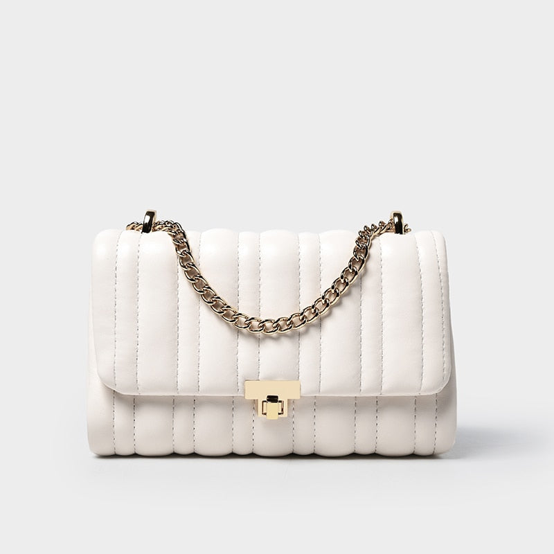 Lined Ruffle Chain Bag