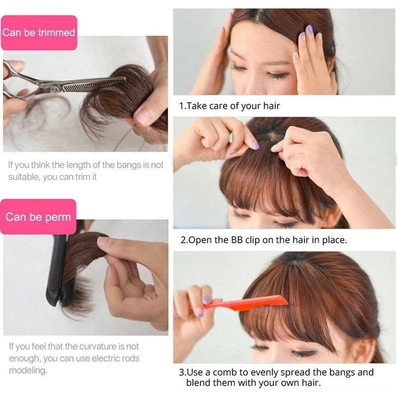 Clip-In Wispy Bangs Hair Extensions – High-Quality Synthetic Fiber, 6-Inch Length