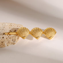 Load image into Gallery viewer, Coastal Seashells Gold French Hair Pin – Hypoallergenic, Waterproof, and Eco-Friendly
