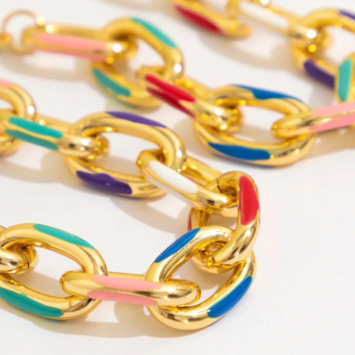 Colorful Chain Jewelry Set for Women – Vibrant Stainless Steel Necklace and Bracelet with Adjustable Lengths