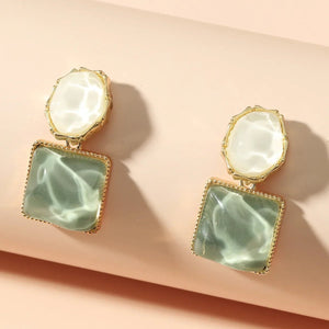 Colorful Enamel Geometric Earrings for Women – Modern Oval and Square Design, Lightweight Statement Jewelry