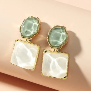 Colorful Enamel Geometric Earrings for Women – Modern Oval and Square Design, Lightweight Statement Jewelry