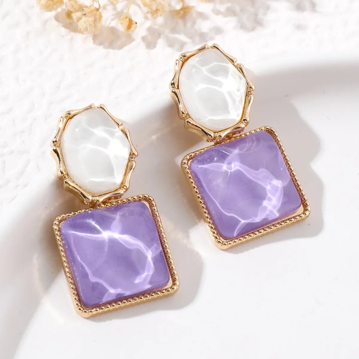 Colorful Enamel Geometric Earrings for Women – Modern Oval and Square Design, Lightweight Statement Jewelry