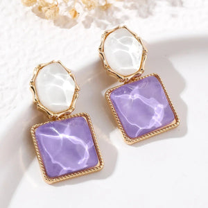 Colorful Enamel Geometric Earrings for Women – Modern Oval and Square Design, Lightweight Statement Jewelry