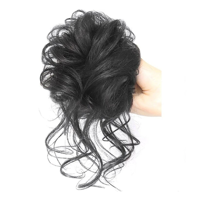 Curly Hair Extensions for Women – Easy Wrap Messy Bun Scrunchy in Bamboo Fiber, Lightweight and Comfortable