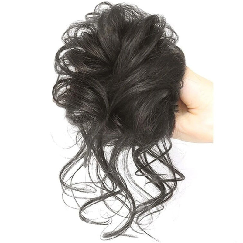 Curly Hair Extensions for Women – Easy Wrap Messy Bun Scrunchy in Bamboo Fiber, Lightweight and Comfortable