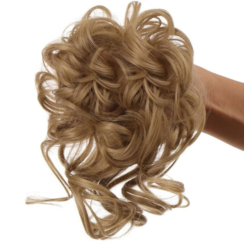 Curly Hair Extensions for Women – Easy Wrap Messy Bun Scrunchy in Bamboo Fiber, Lightweight and Comfortable