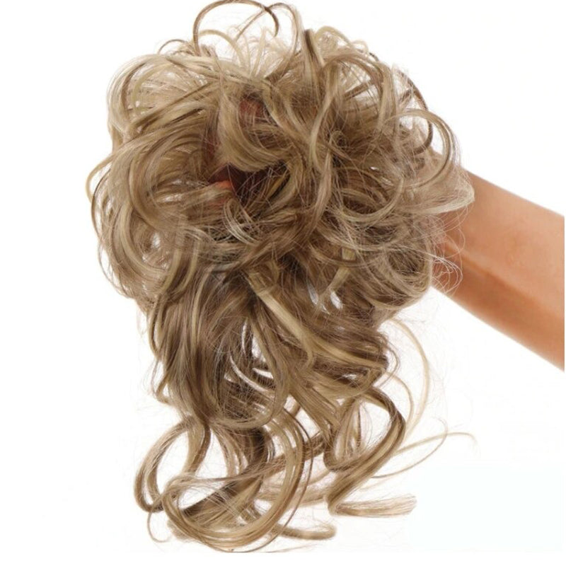 Curly Hair Extensions for Women – Easy Wrap Messy Bun Scrunchy in Bamboo Fiber, Lightweight and Comfortable