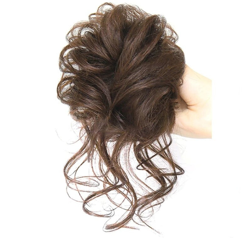 Curly Hair Extensions for Women – Easy Wrap Messy Bun Scrunchy in Bamboo Fiber, Lightweight and Comfortable