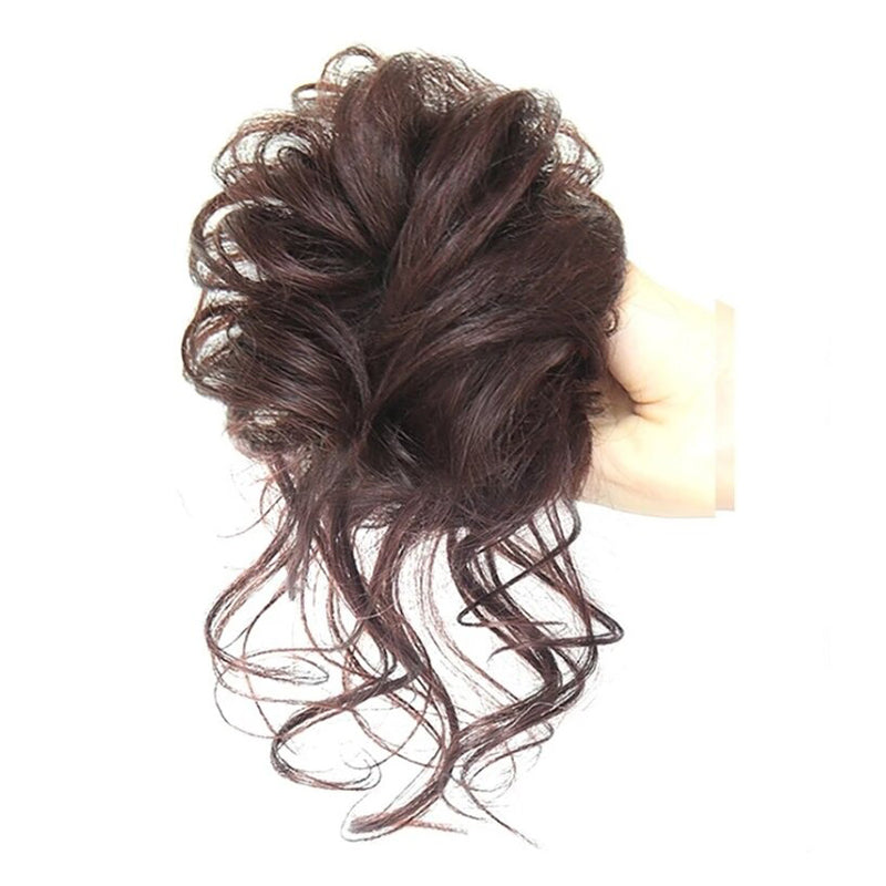 Curly Hair Extensions for Women – Easy Wrap Messy Bun Scrunchy in Bamboo Fiber, Lightweight and Comfortable
