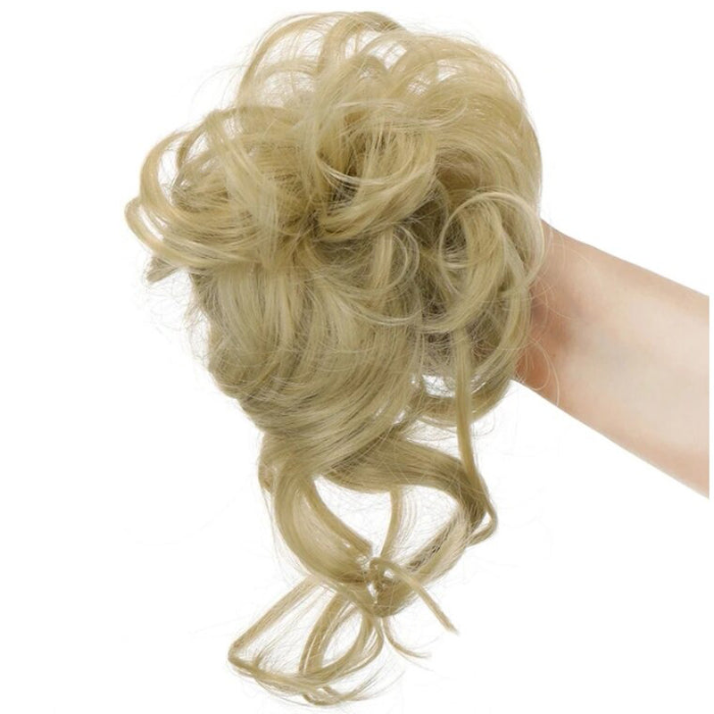 Curly Hair Extensions for Women – Easy Wrap Messy Bun Scrunchy in Bamboo Fiber, Lightweight and Comfortable