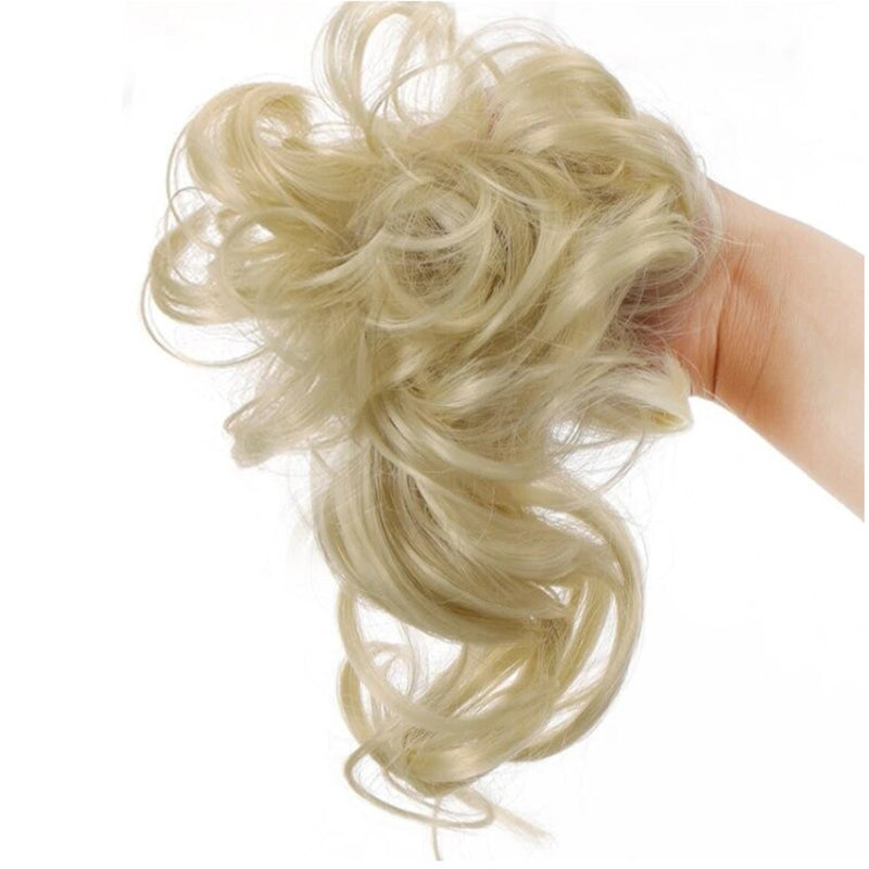 Curly Hair Extensions for Women – Easy Wrap Messy Bun Scrunchy in Bamboo Fiber, Lightweight and Comfortable