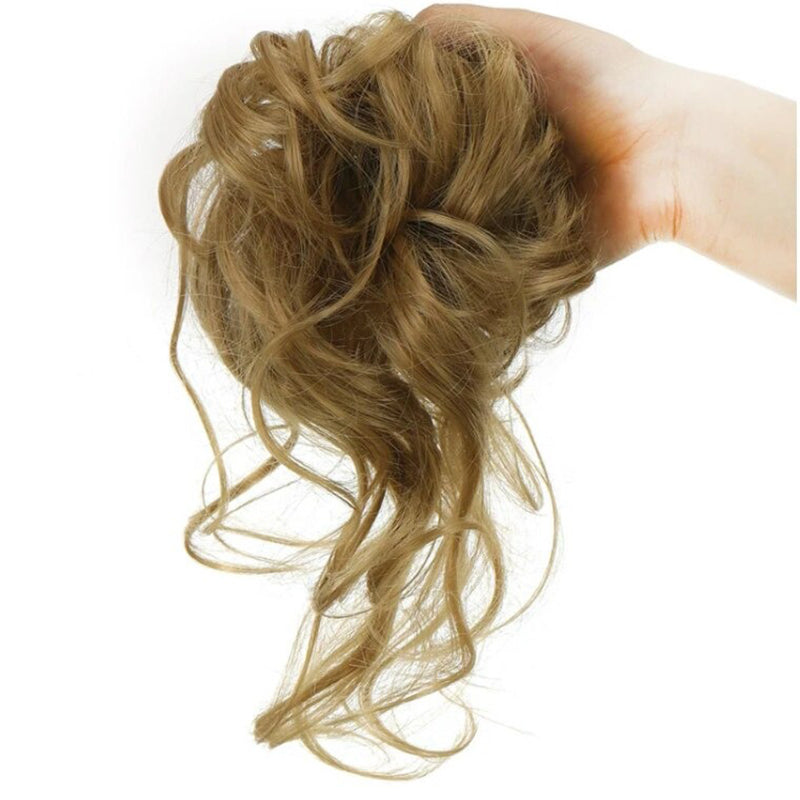 Curly Hair Extensions for Women – Easy Wrap Messy Bun Scrunchy in Bamboo Fiber, Lightweight and Comfortable
