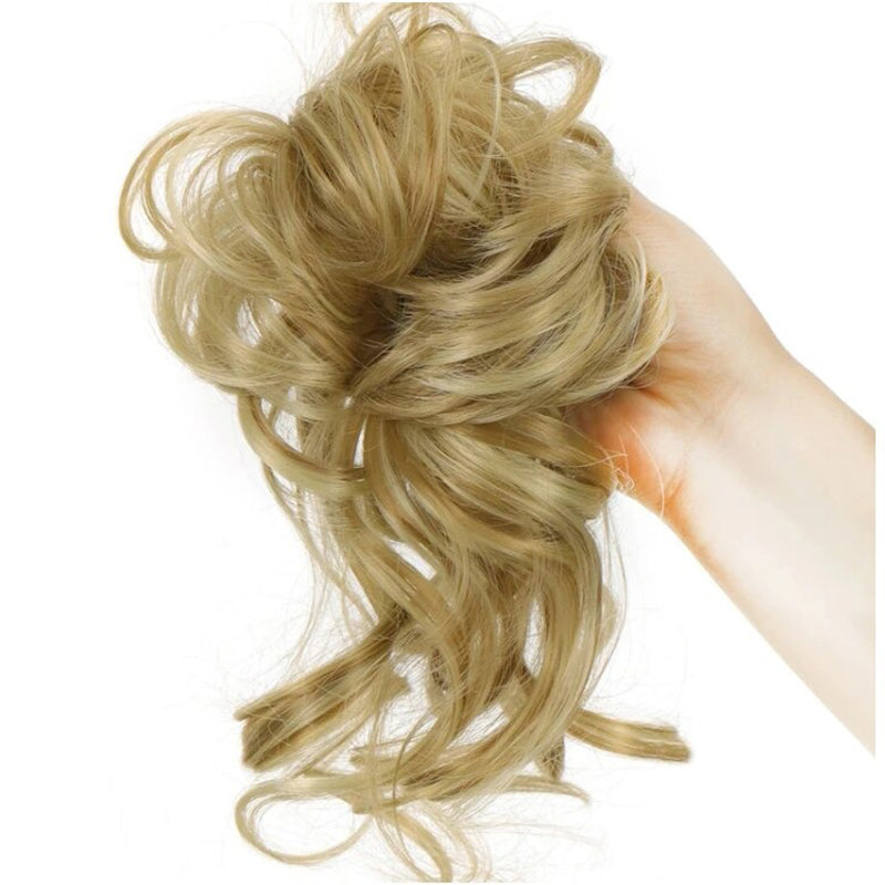 Curly Hair Extensions for Women – Easy Wrap Messy Bun Scrunchy in Bamboo Fiber, Lightweight and Comfortable