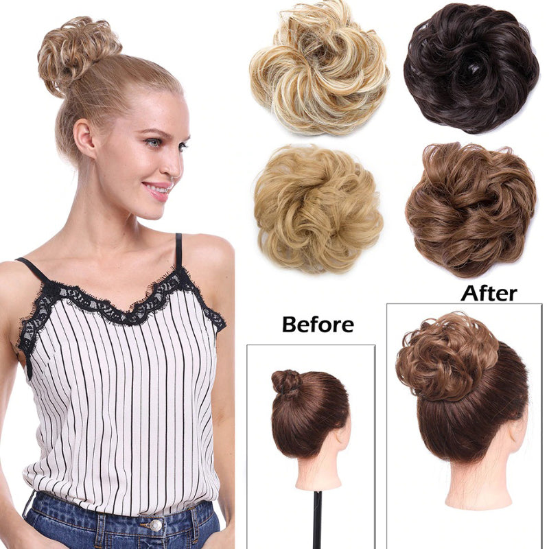 Curly Messy Bun Hair Wig Scrunchie Ponytail Extensions – Effortless Styling in Seconds